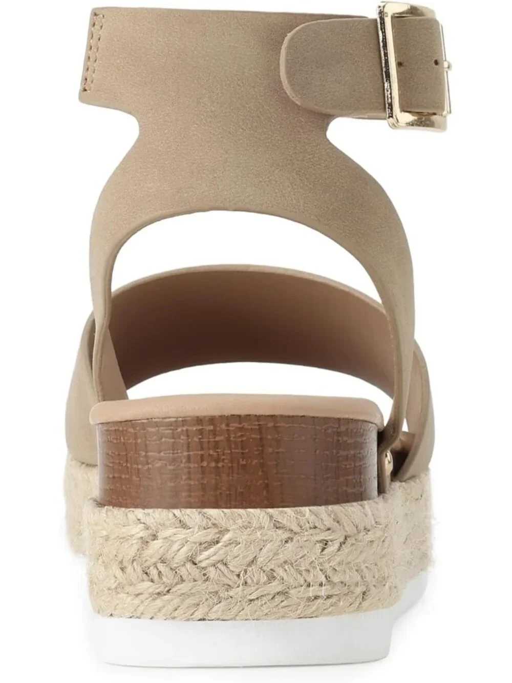 Women's Taupe Comfortable Platform Espadrilles Ankle Strap Wedge Sandal Shoes
